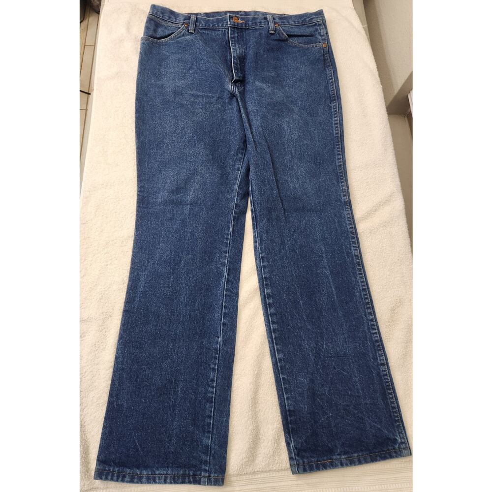 Wrangler 936PWD Cowboy Cut Jeans Mens 38x32 Blue Western Straight Leg Work Denim